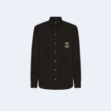 돌체앤가바나 자수 장식 마티니 핏 코튼 셔츠