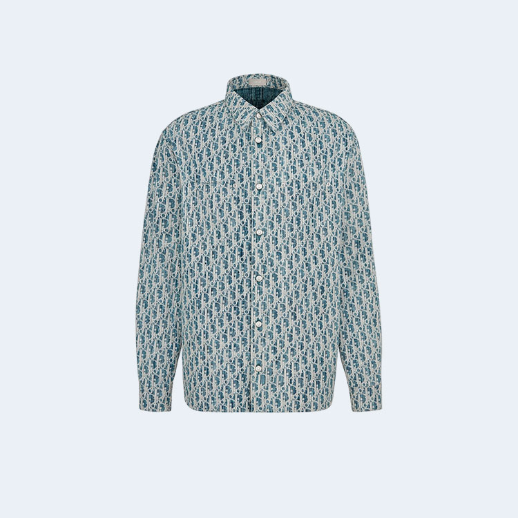 디올 오버셔츠 블루 & 화이트 코튼 셔츠