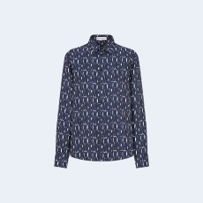 디올 네이비 블루 Miss Dior Allover 모티브 블라우스