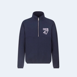 디올 레귤러 핏 스탠드 칼라 스웨터 네이비