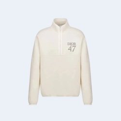 디올 코튼 플리스 칼라 스웨터 화이트