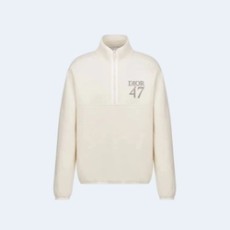 디올 코튼 플리스 칼라 스웨터 화이트