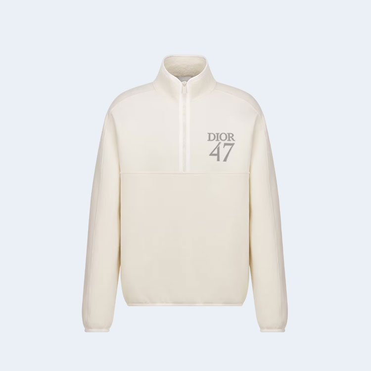 디올 레귤러 핏 스탠드 칼라 스웨터 화이트