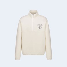 디올 레귤러 핏 스탠드 칼라 스웨터 화이트