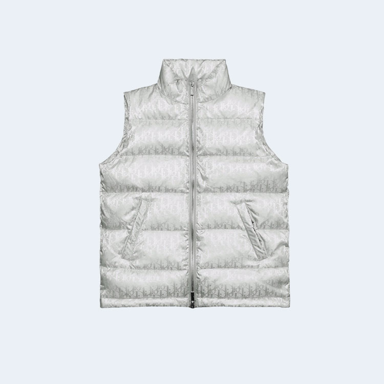 디올 오블리크 다운 패딩 베스트 화이트