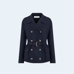 디올 벨트 크롭 울 블렌드 코트