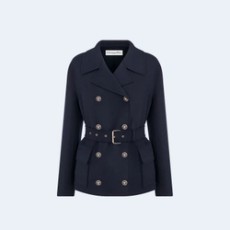 디올 벨트 크롭 울 블렌드 코트