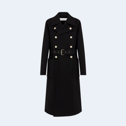 디올 울 캐시미어 벨트 블랙 코트