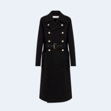 디올 울 캐시미어 벨트 블랙 코트