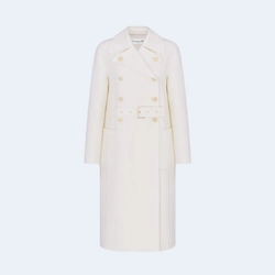 디올 울 캐시미어 벨트 화이트 코트