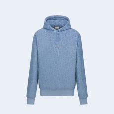 디올 오블리크 릴렉스 핏 후드 블루