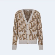 디올 오블리크 베이지 자카드 가디건