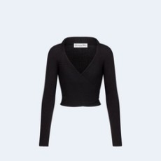 디올 랩-오버 블랙 울 니트 스웨터