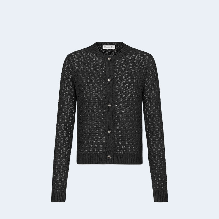 디올 블랙 알파카 오픈워크 니트 가디건