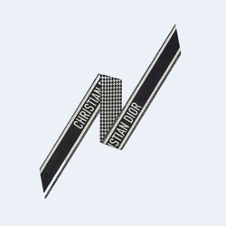 디올 몽테인 블랙 앤 화이트 실크 트윌 미차 스카프