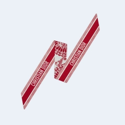 디올 바다나 화이트 앤 레드 실크 트윌 미차 스카프