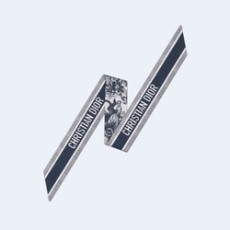 디올 아이보리 앤 네이비 블루 실크 트윌 미차 스카프