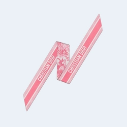 디올 아이보리 앤 피오니 핑크 실크 트윌 미차 스카프