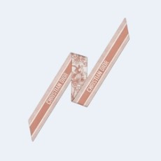 디올 아이보리 앤 핑크 실크 트윌 미차 스카프