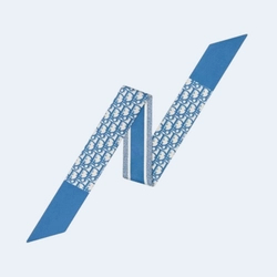 디올 오블리크 콘플라워 블루 실크 트윌 미차 스카프