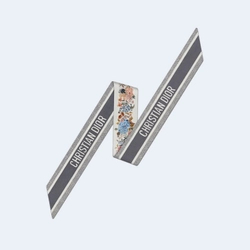 디올 화이트 멀티 컬러 실크 트윌 미차 스카프