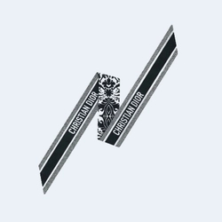 디올 화이트 앤 블랙 실크 트윌 미차 스카프