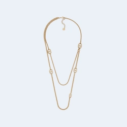 디올 네이비 골드 피니쉬 메탈 목걸이