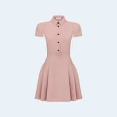 디올 플레어 벨트 울 실크 드레스