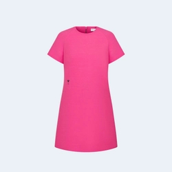 디올 울 실크 스트레이트 드레스 핑크