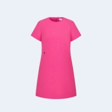 디올 울 실크 스트레이트 드레스 핑크