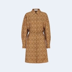 디올 카멜 Miss Dior Allover 모티브 벨트 셔츠 드레스