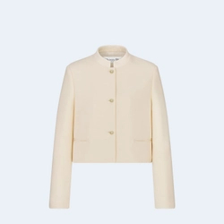디올 에크루 울 실크 크롭 자켓