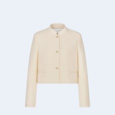디올 에크루 울 실크 크롭 자켓