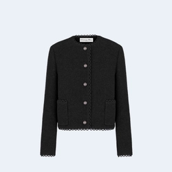 디올 에크루 울 부클레 크롭 자켓 블랙