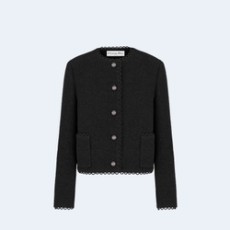 디올 에크루 울 부클레 크롭 자켓 블랙