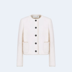 디올 에크루 울 부클레 크롭 자켓 화이트