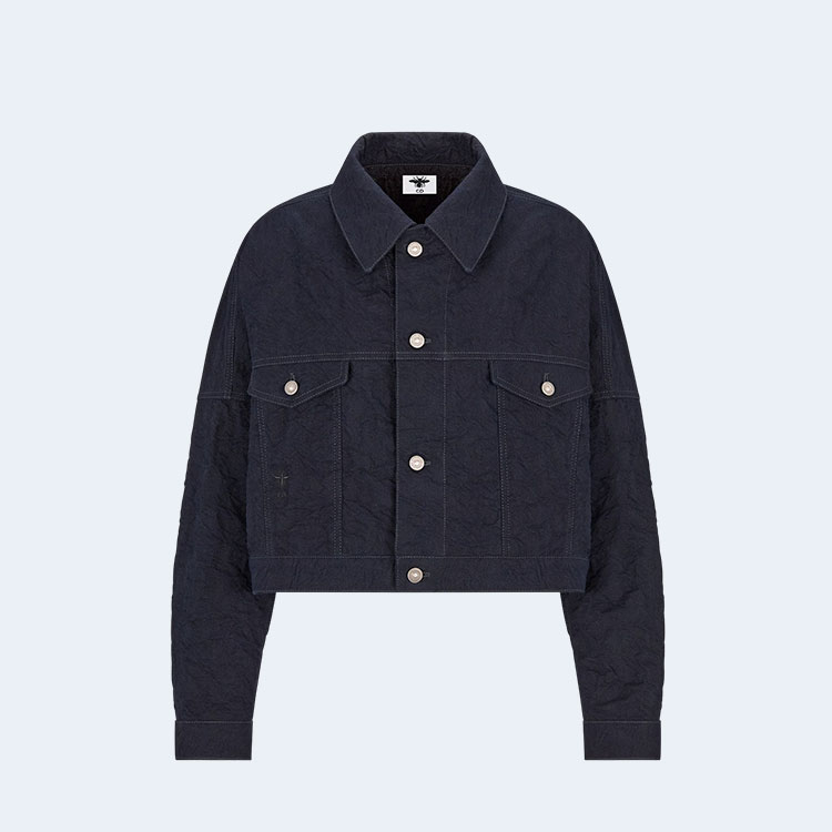 디올 아마릴리스 딥 블루 코튼 데님 크롭 자켓