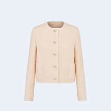 디올 에크루 울 실크 크롭 재킷