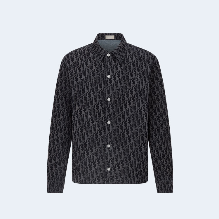 디올 오블리크 블루 코튼 오버 셔츠