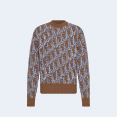 디올 오블리크 울 자카드 스웨터 브라운