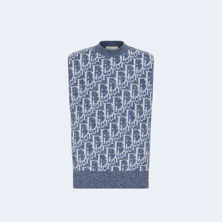 디올 오블리크 옴므 니트 베스트 블루