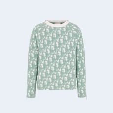 디올 오블리크 울 코튼 그린 스웨터