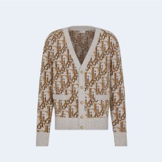 디올 오블리크 베이지 자카드 가디건
