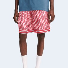 디올 오블리크 레드 실크 트윌 버뮤다 쇼츠