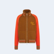 디올 티어스 울 캐시미어 블루종 브라운 레드