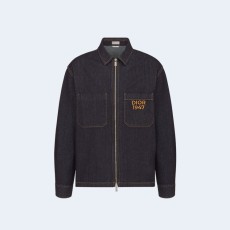 디올 블루 코튼 데님 지퍼 자켓