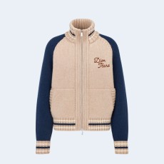 디올 티어스 지퍼 블루종 울 니트 집업