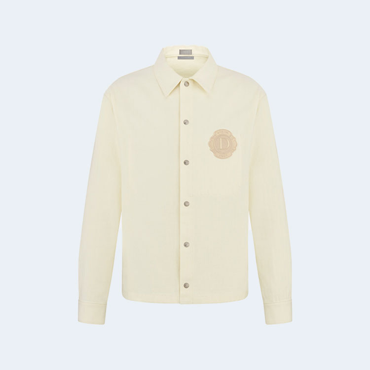 디올 베이지 헤링본 모티브 코튼 데님 코치 자켓