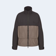 디올 블랙 브라운 테크니컬 실크 블루종 재킷