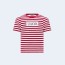디올 레드 스트라이프 코튼 저지 티셔츠